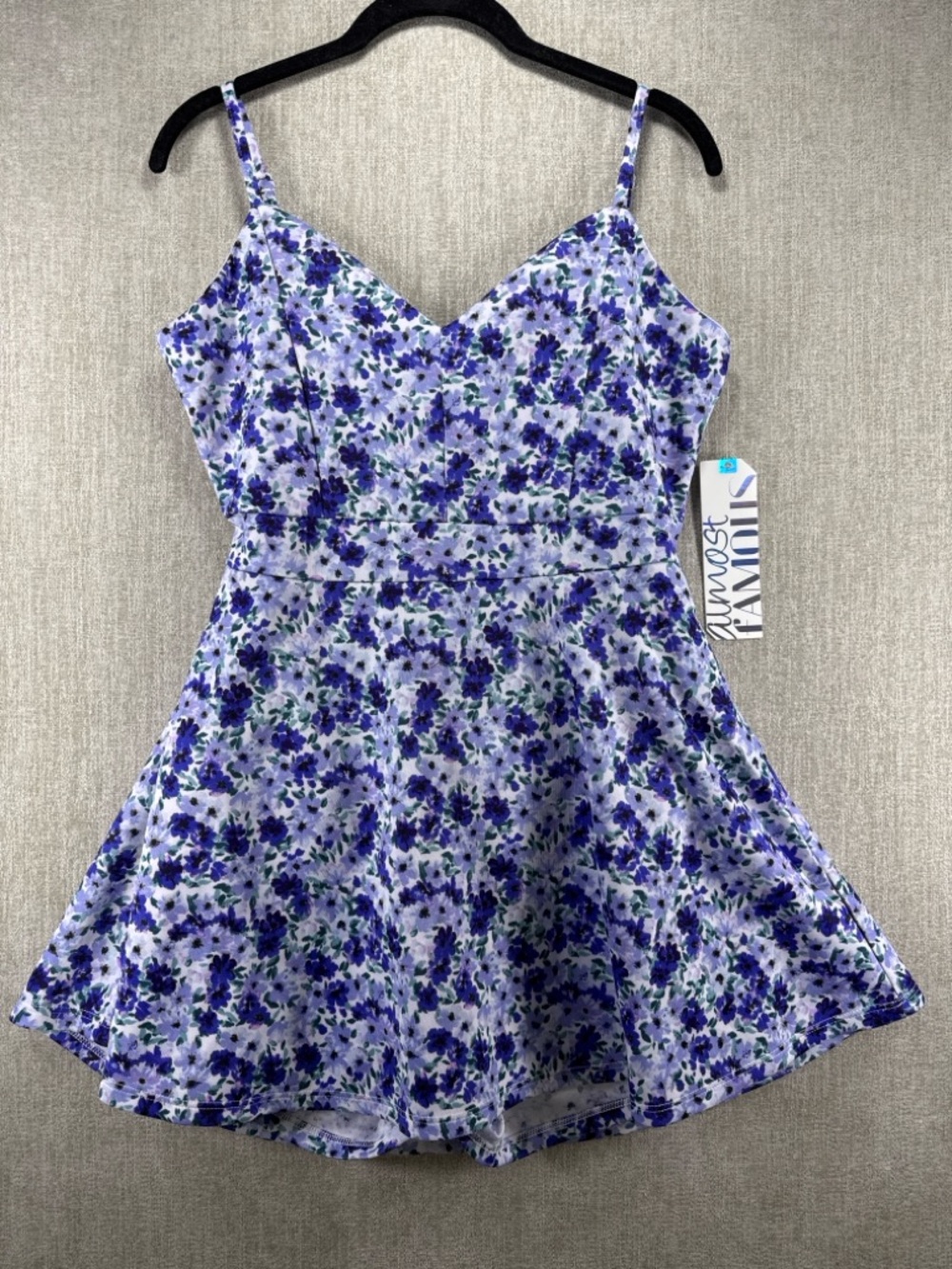 Almost Famous Lavender Floral Bow Back Skort Romper Large